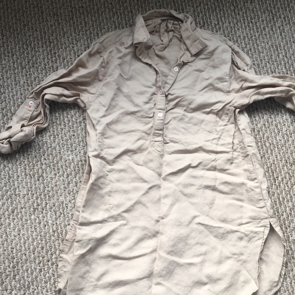 Tan, Long sleeve, button shirt